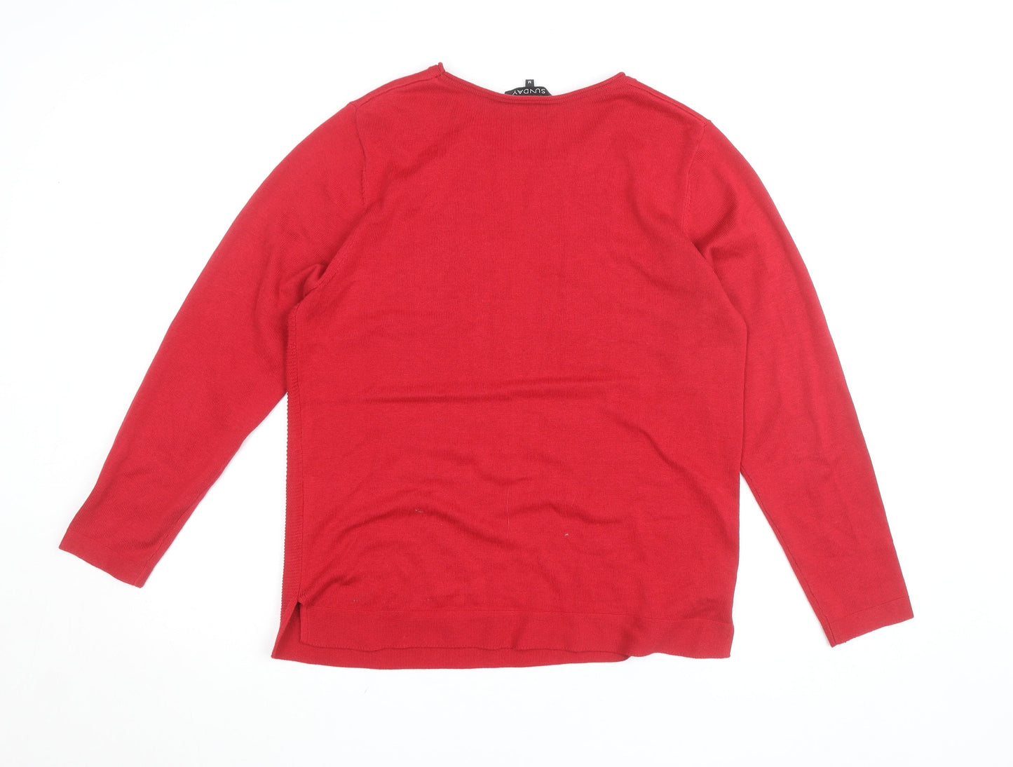 Sunday Men's Red Cotton Blend Long Sleeve Pullover Jumper M
