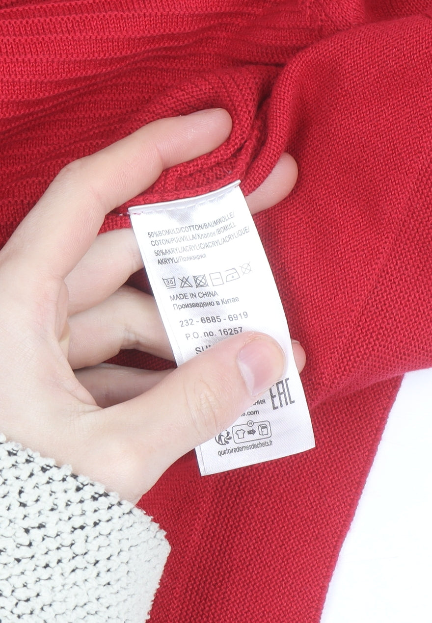 Sunday Men's Red Cotton Blend Long Sleeve Pullover Jumper M
