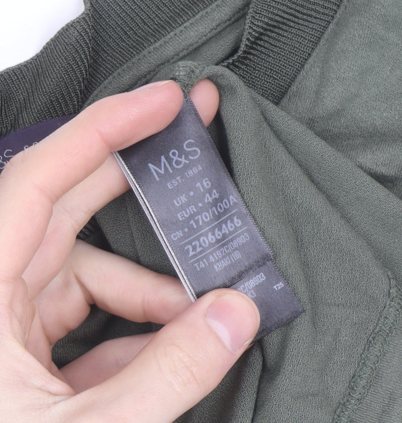 Marks and Spencer Women’s Green V-Neck Jersey T-Shirt Size 16