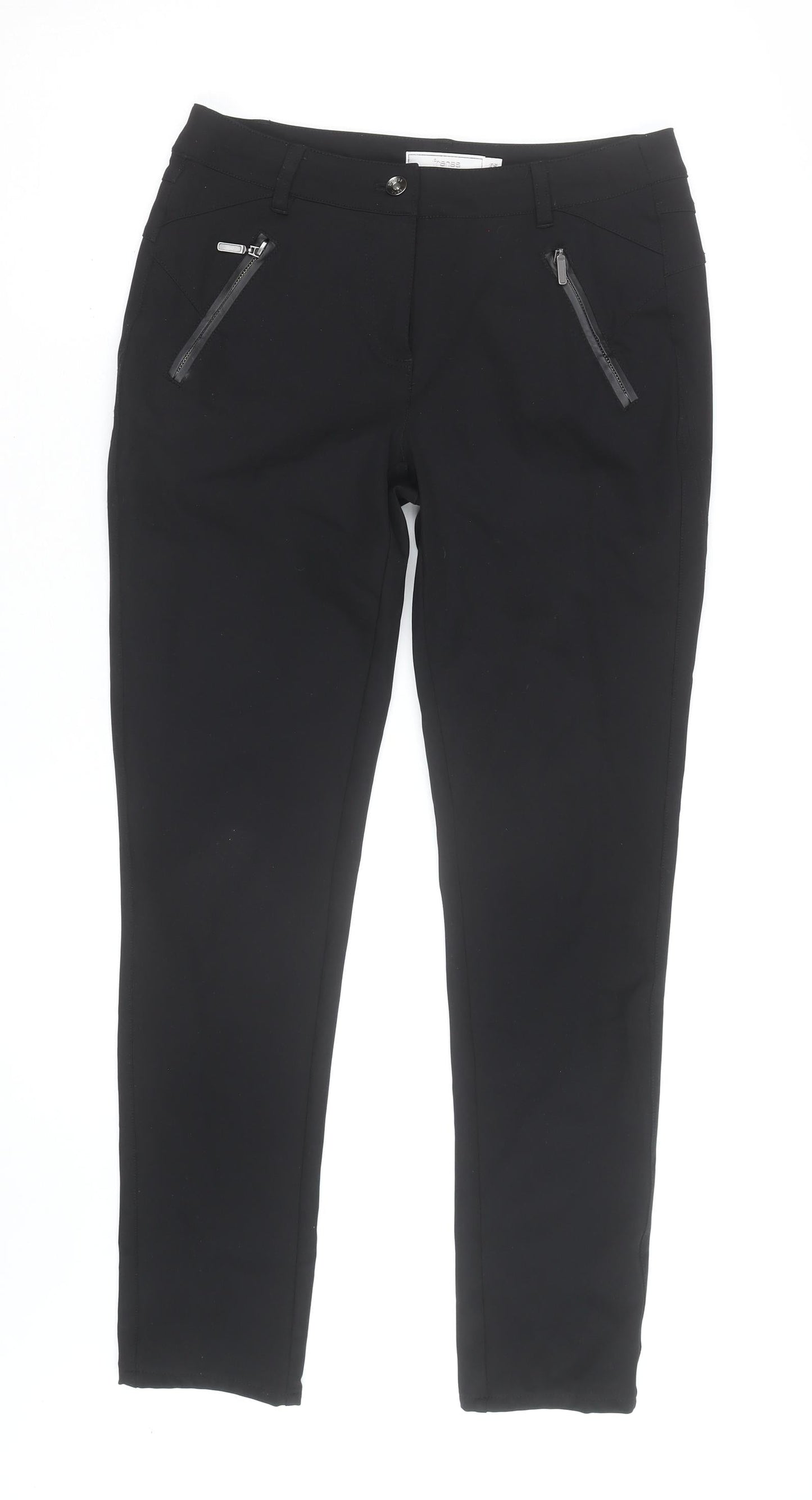 Fransa Women's Black Slim Fit Stretch Trousers Size S