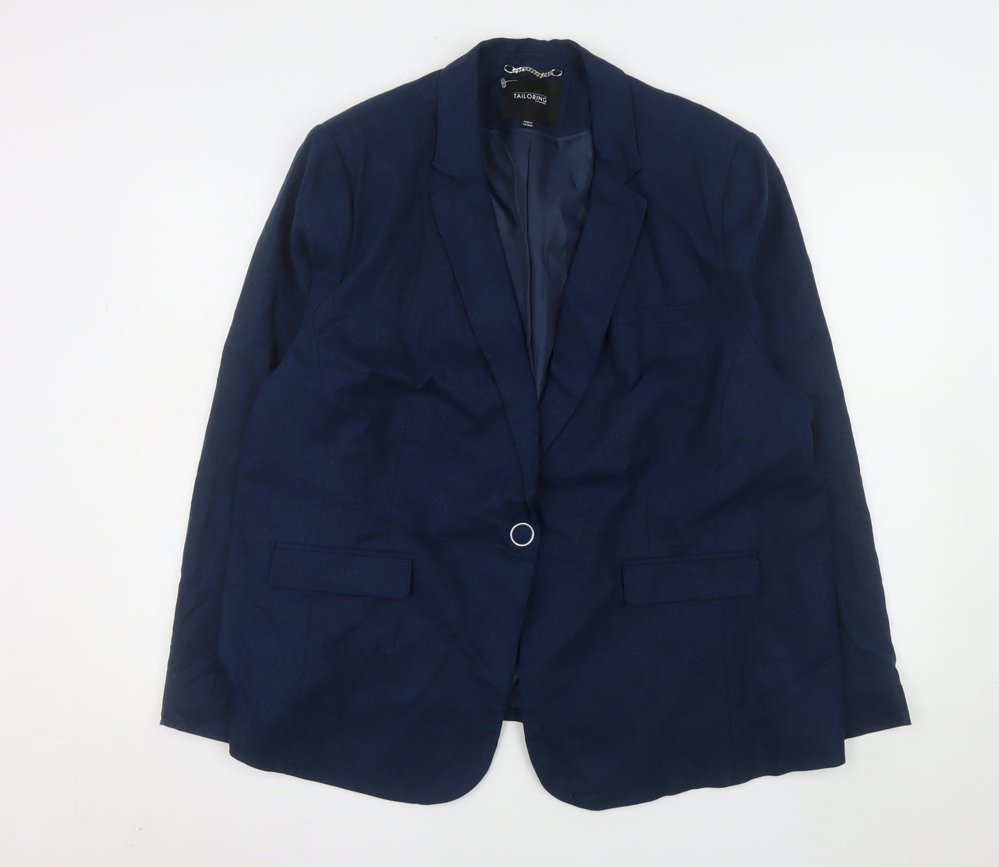 Capsule Women's Blue Linen Blend Single-Breasted Blazer UK 24