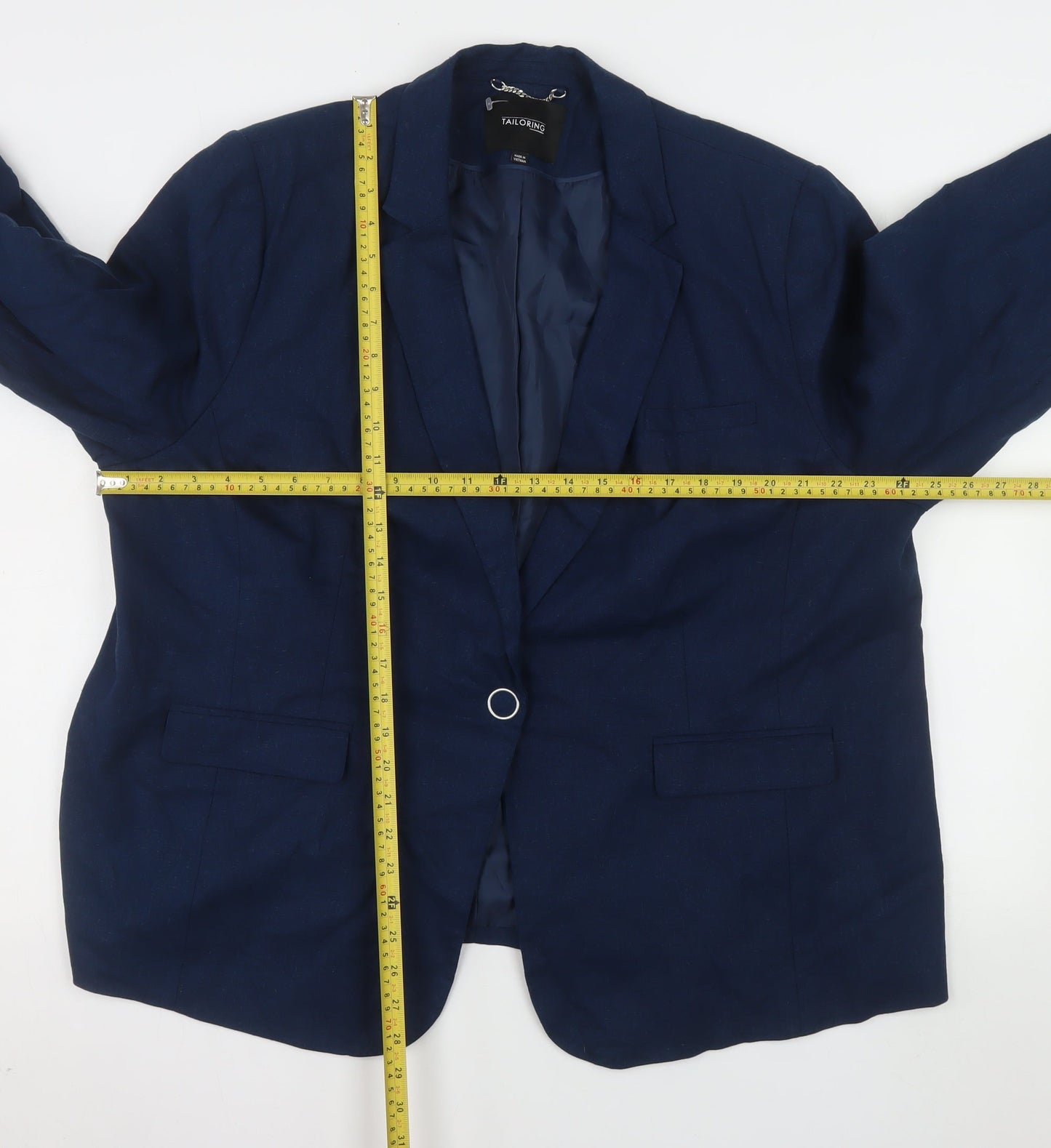 Capsule Women's Blue Linen Blend Single-Breasted Blazer UK 24