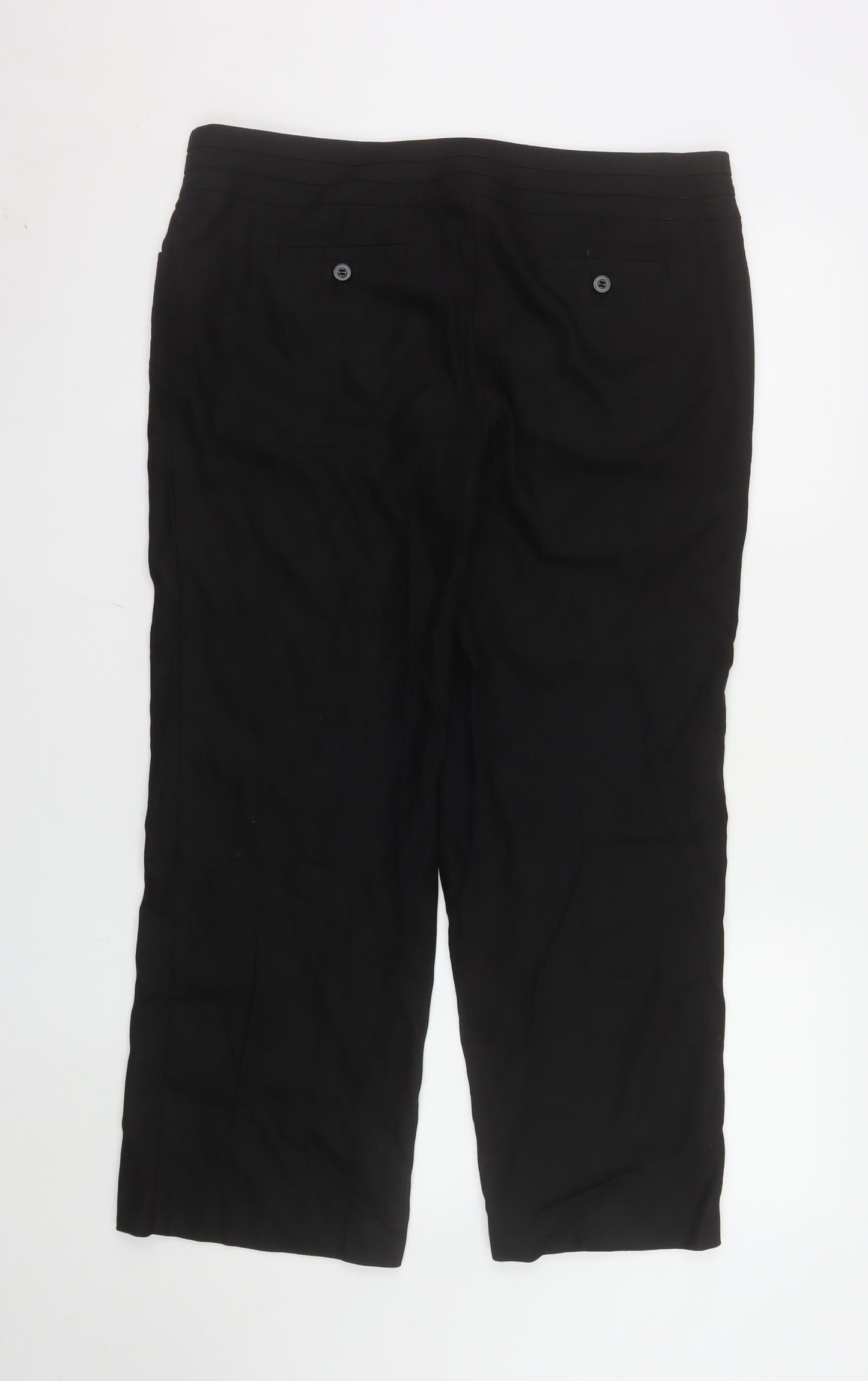 Monsoon Women’s Black Linen Blend Straight Trousers Size 14 Short