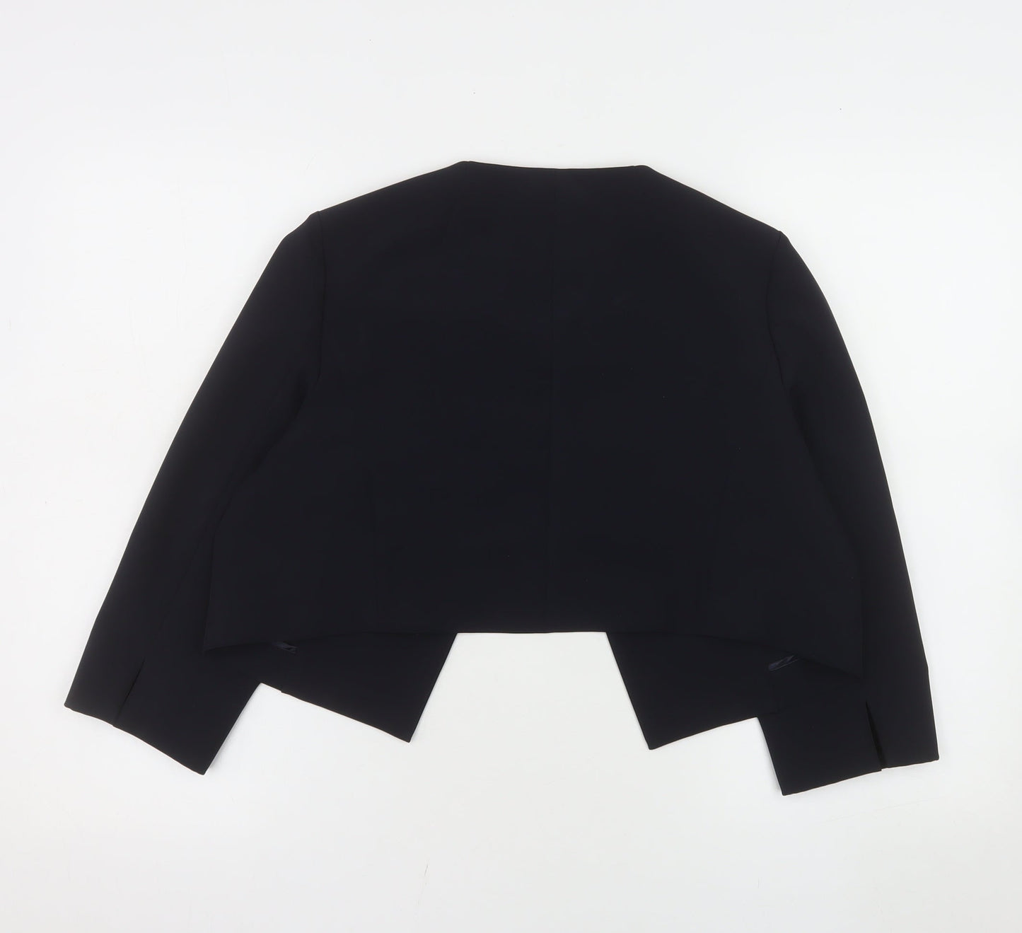 Comma Women Black Cropped Suit Jacket Size 12 Polyester Blend Lined Blazer