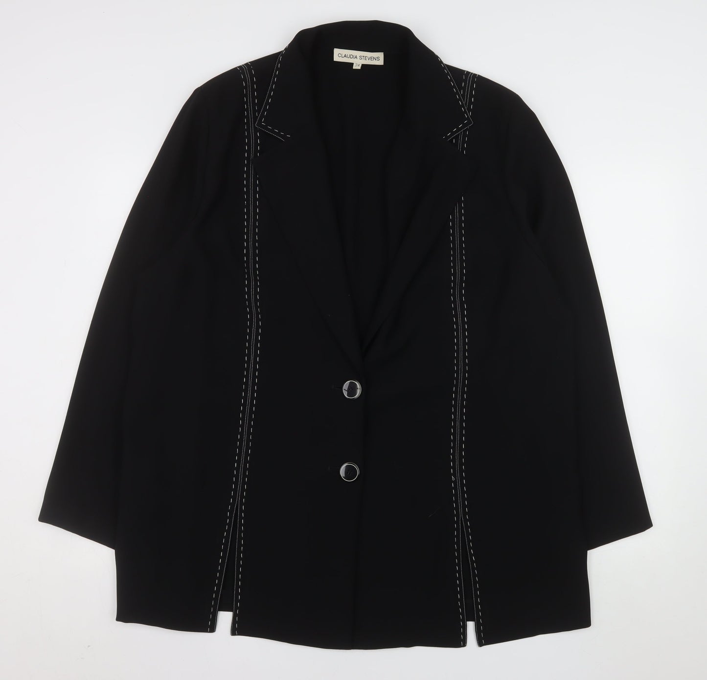 Claudia Stevens Women Black Long Blazer Size 24 Formal Jacket