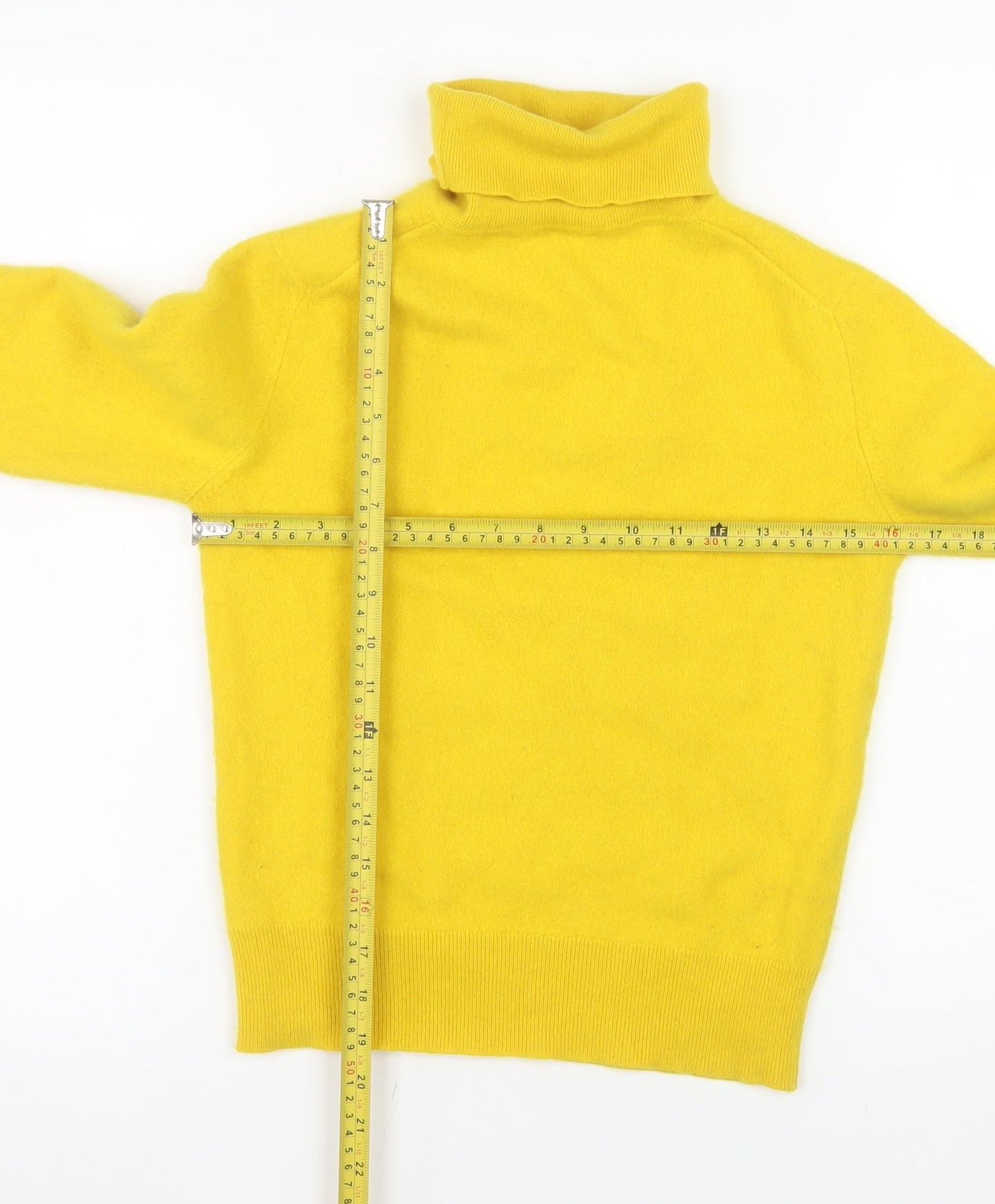 House of Bruar Women’s Yellow Roll Neck Cashmere Jumper Size 8
