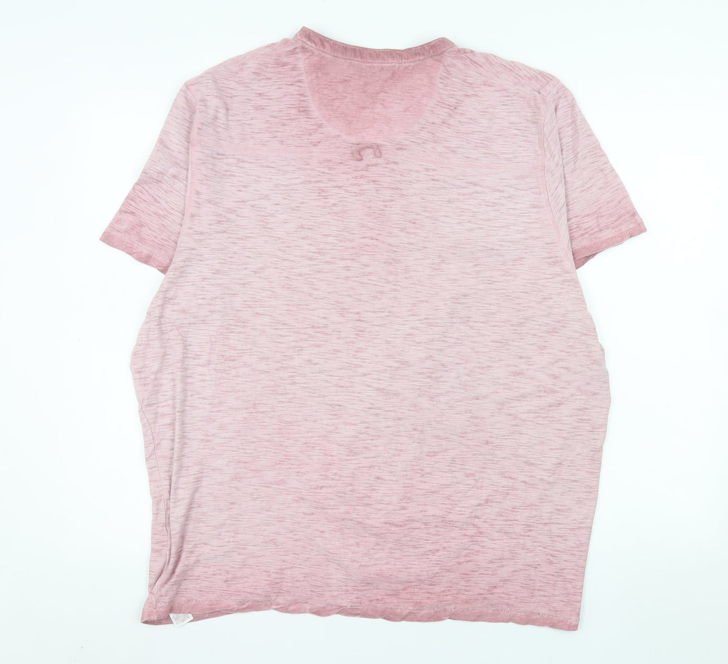 Mantaray Men's Pink Short Sleeve Henley T-Shirt Size 2XL Cotton