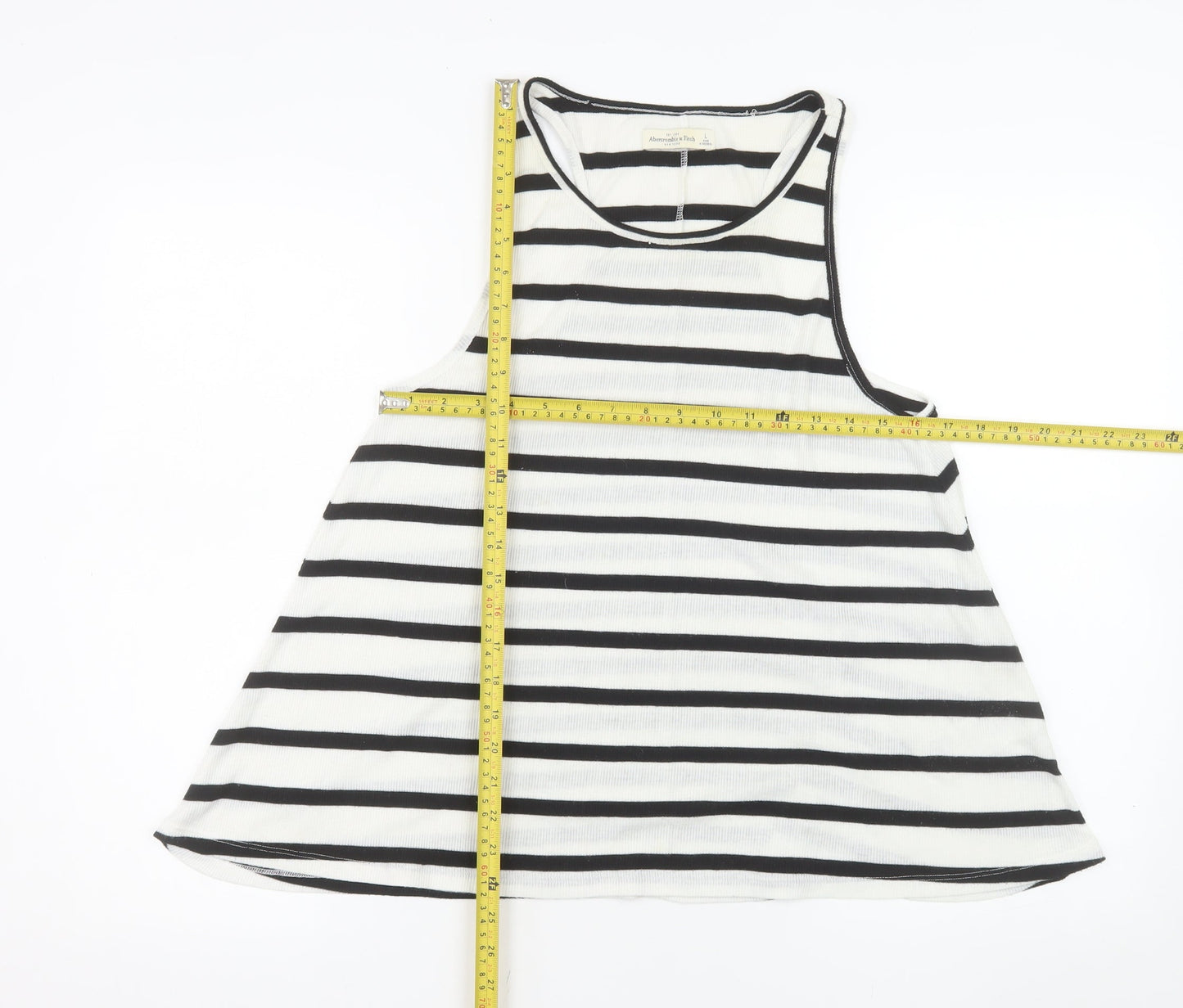 Abercrombie & Fitch Women's Black Striped Tank Top L