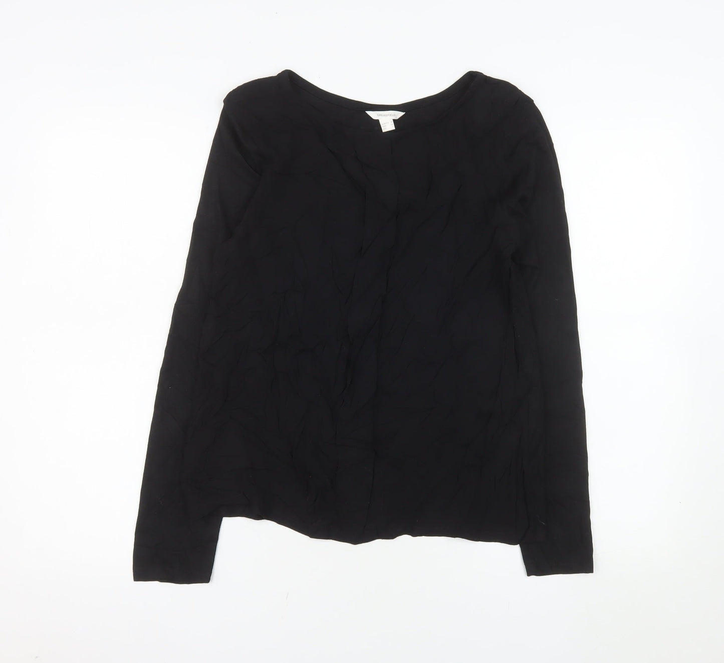 Springfield Womens Black Long Sleeve Viscose Blouse Size 10