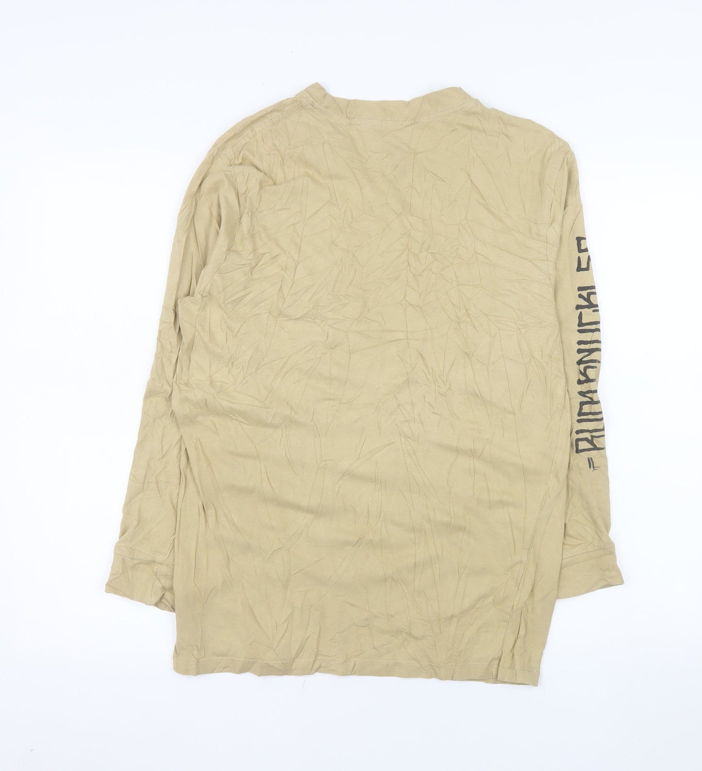 Rum Knuckles Mens Beige Skull Graphic Long Sleeve Cotton Top M