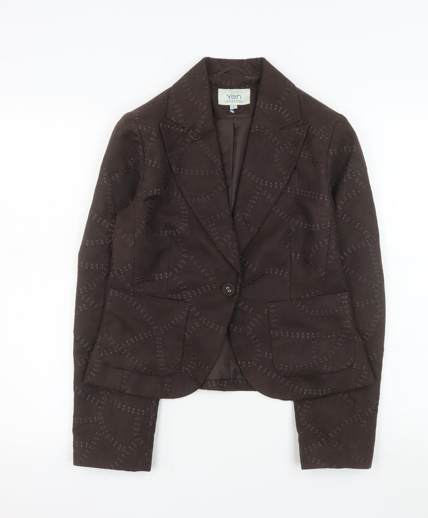 Yen Collection Women Brown Size 12 Single-Breasted Blazer Jacket
