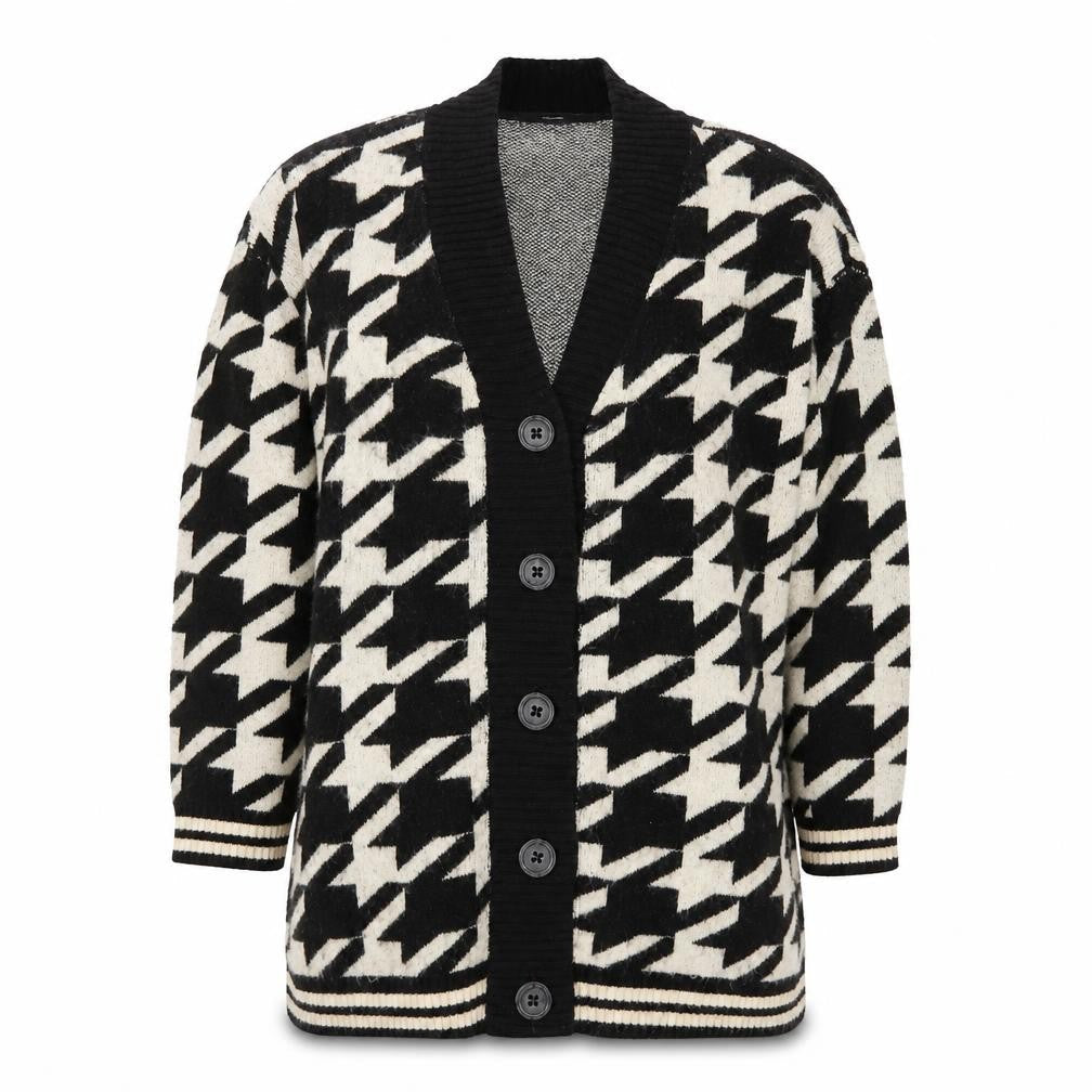 Vero Moda Women’s Black & White Houndstooth Cardigan L Knit