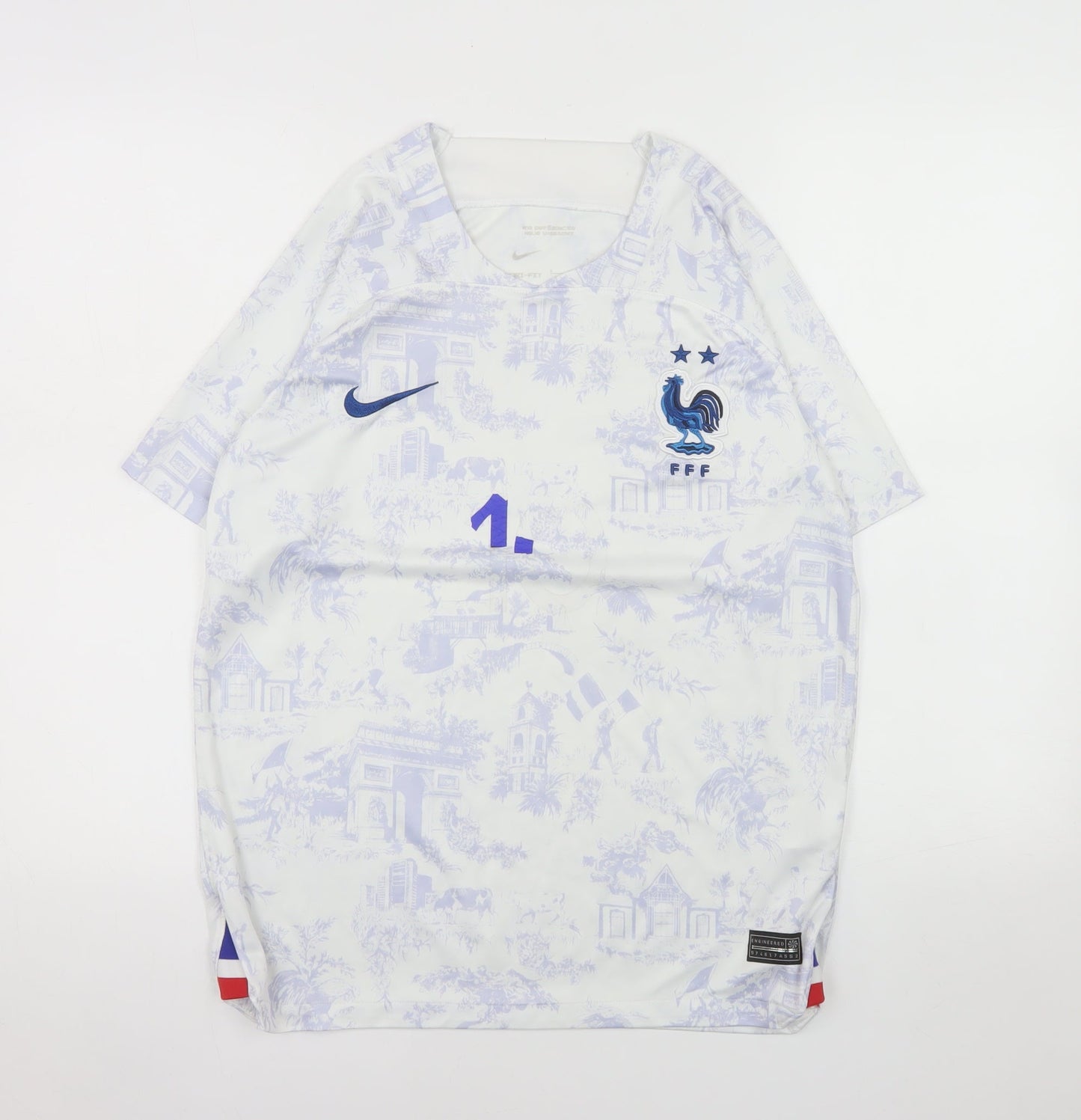 Nike Men's France FFF White Dri-Fit Short Sleeve Football T-Shirt Size S