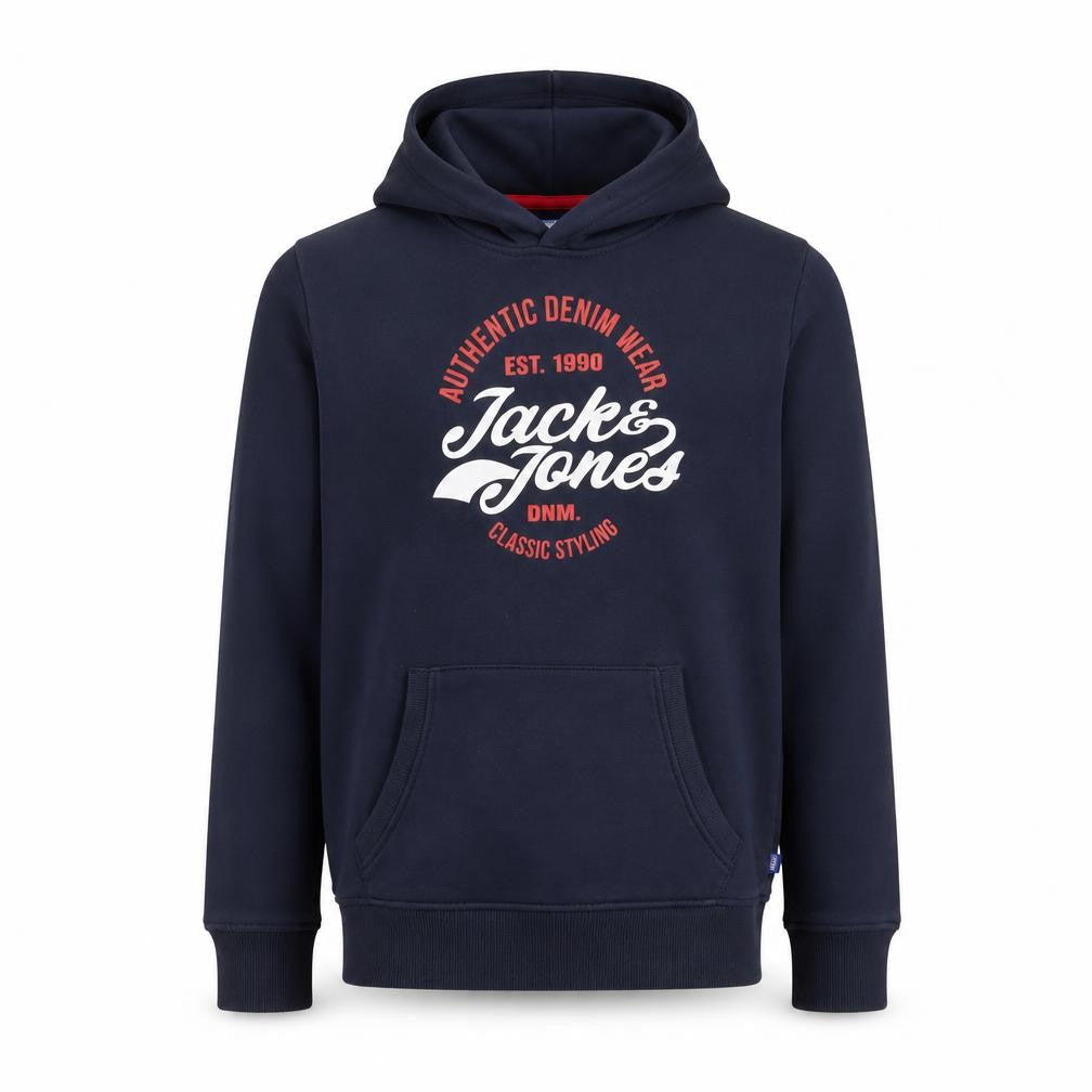 Jack & Jones Boys Blue Pullover Hoodie Size 164 Graphic Print Logo Sweatshirt