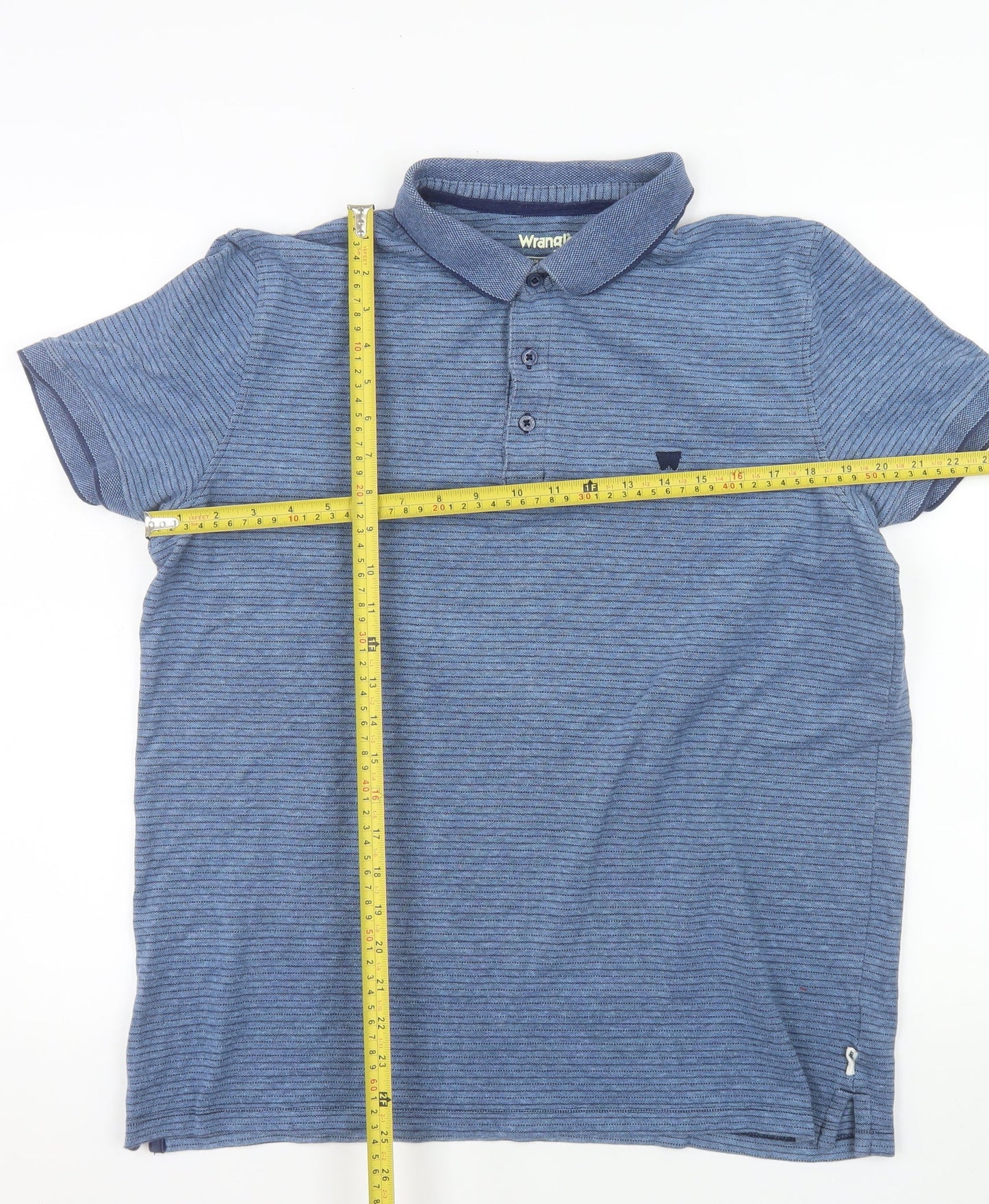 Wrangler Men's Blue Striped Cotton Stretch Polo Shirt XL