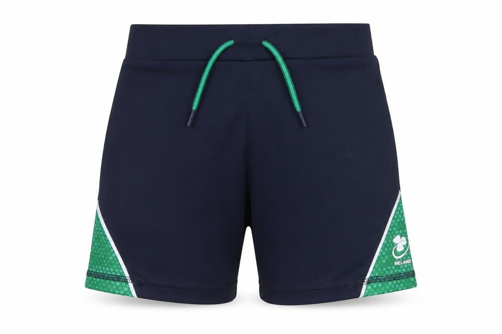Front view of Dunnes boys’ navy blue 7-8 years athletic shorts with drawstring