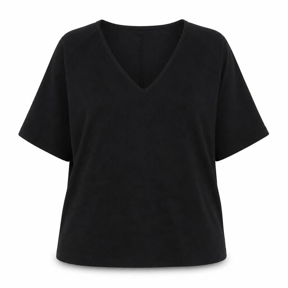 ASOS Women’s Black Cotton V-Neck Short Sleeve Tall Blouse UK 10