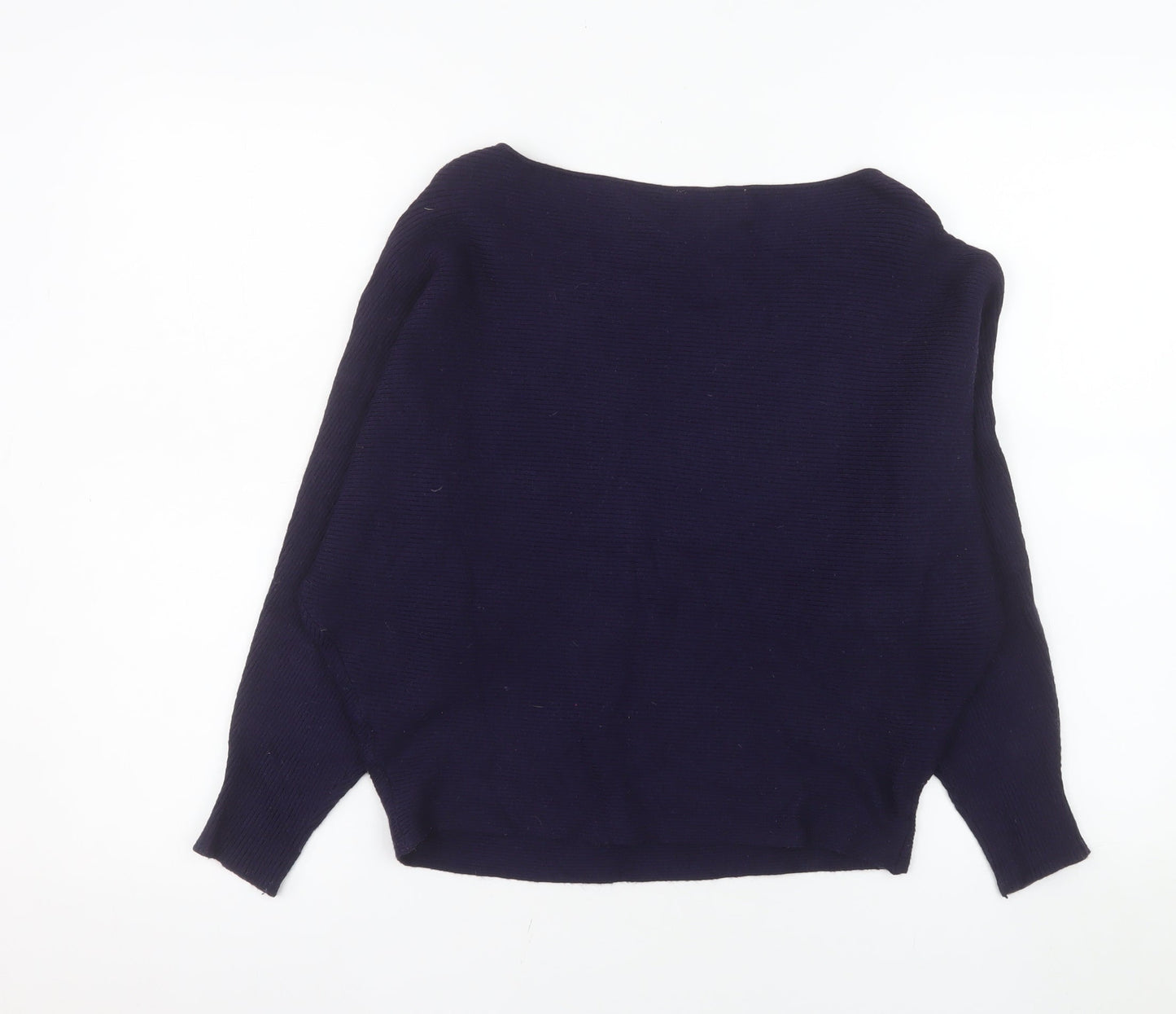 Principles Petite Women's Blue Boat Neck Long Sleeve Cotton Jumper Size 6