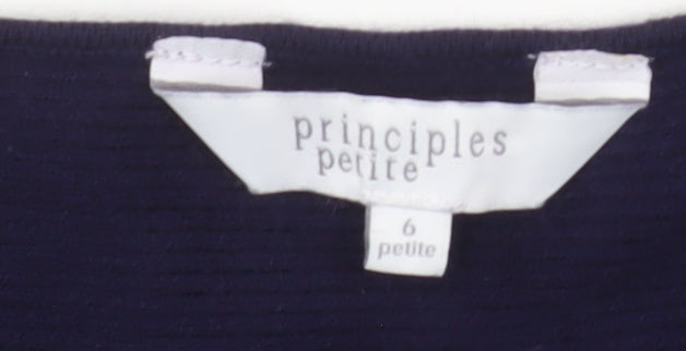 Principles Petite Women's Blue Boat Neck Long Sleeve Cotton Jumper Size 6