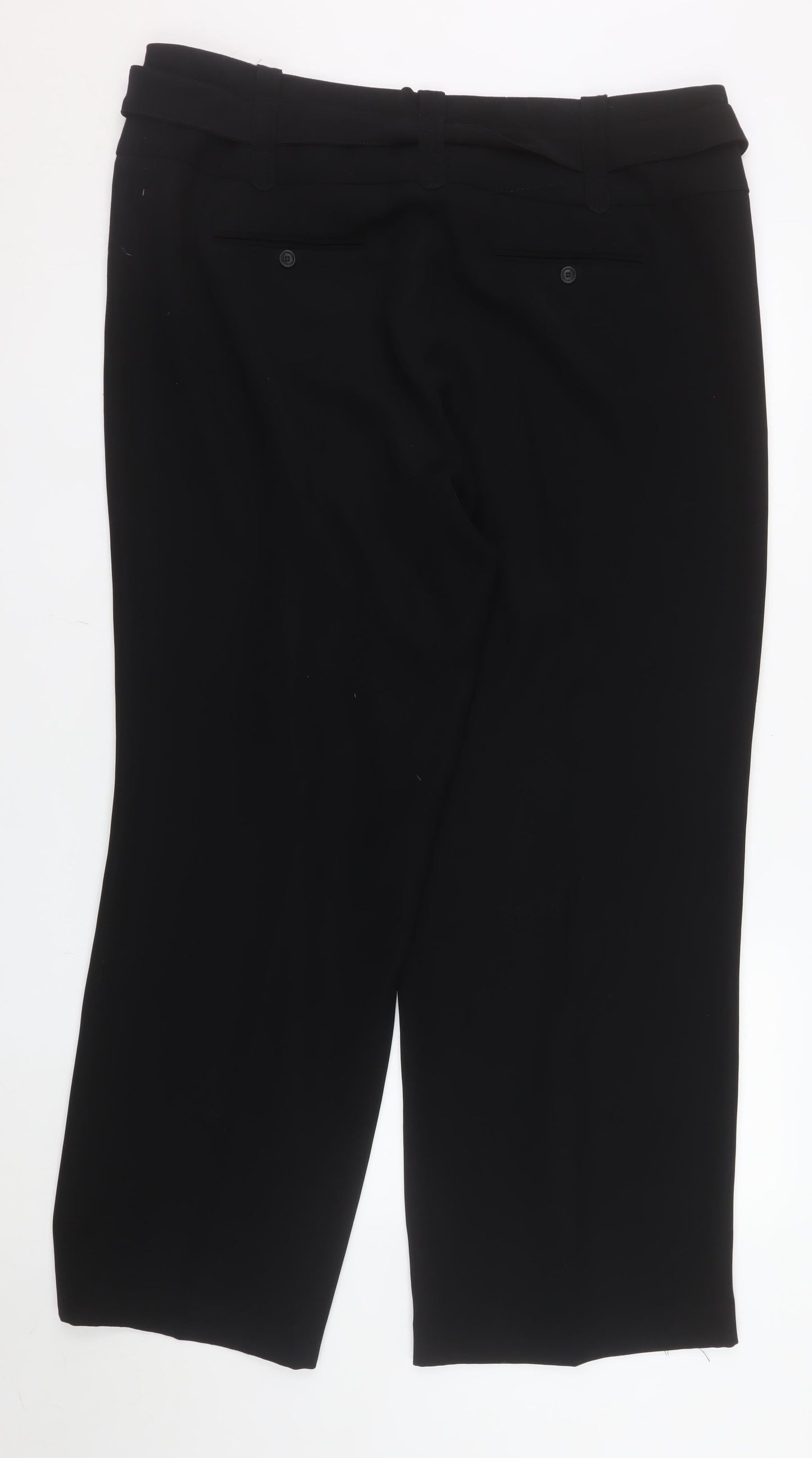 Robell Women Black Size 20 Cropped Trousers Polyester Wide-Leg