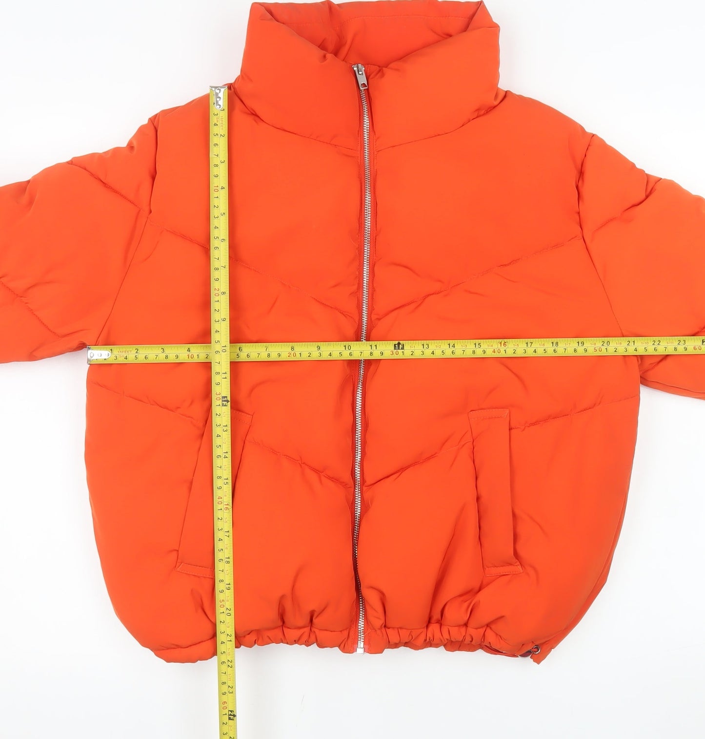 H&M Women’s Orange Cropped Puffer Jacket Size S