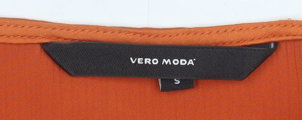 Vero Moda Women’s Orange Short Sleeve Satin Blouse Size S