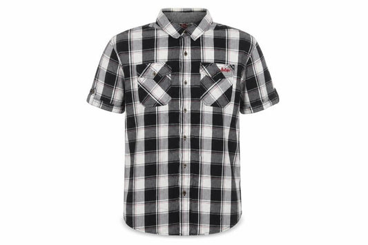 Lee Cooper Men's Black Check Short Sleeve Button-Up Shirt XL