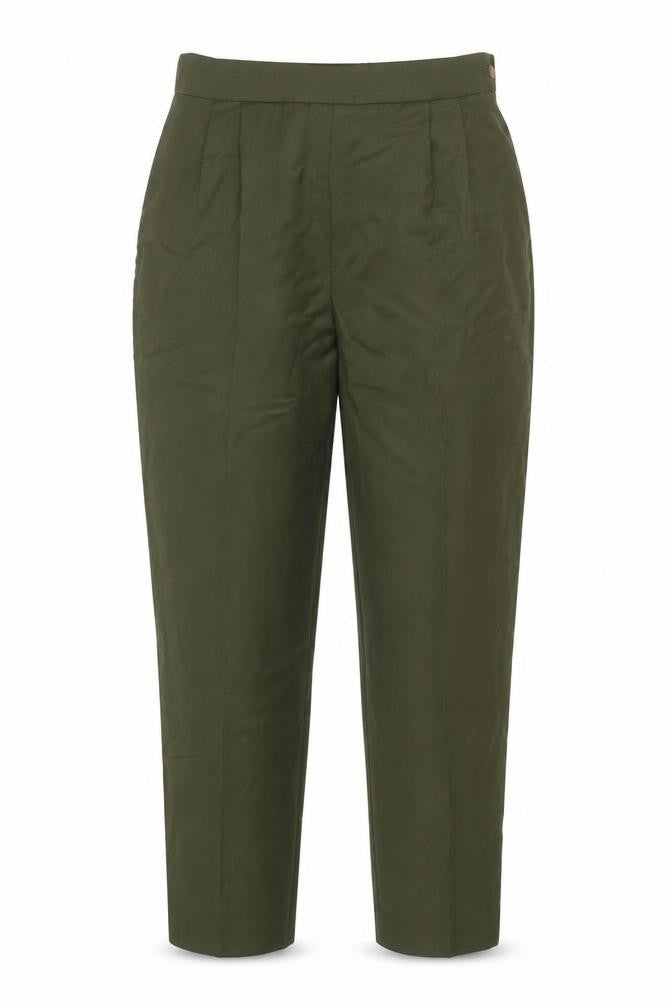 David Brooks Womens Green Pleated High Rise Tapered Trousers Size 12