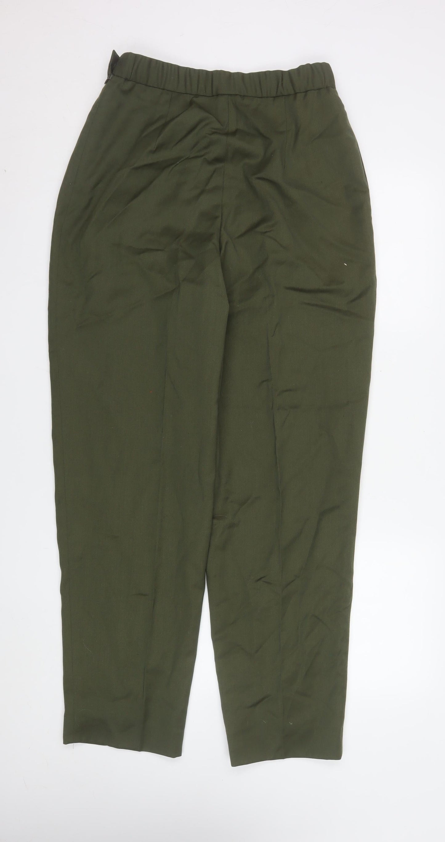 David Brooks Womens Green Pleated High Rise Tapered Trousers Size 12