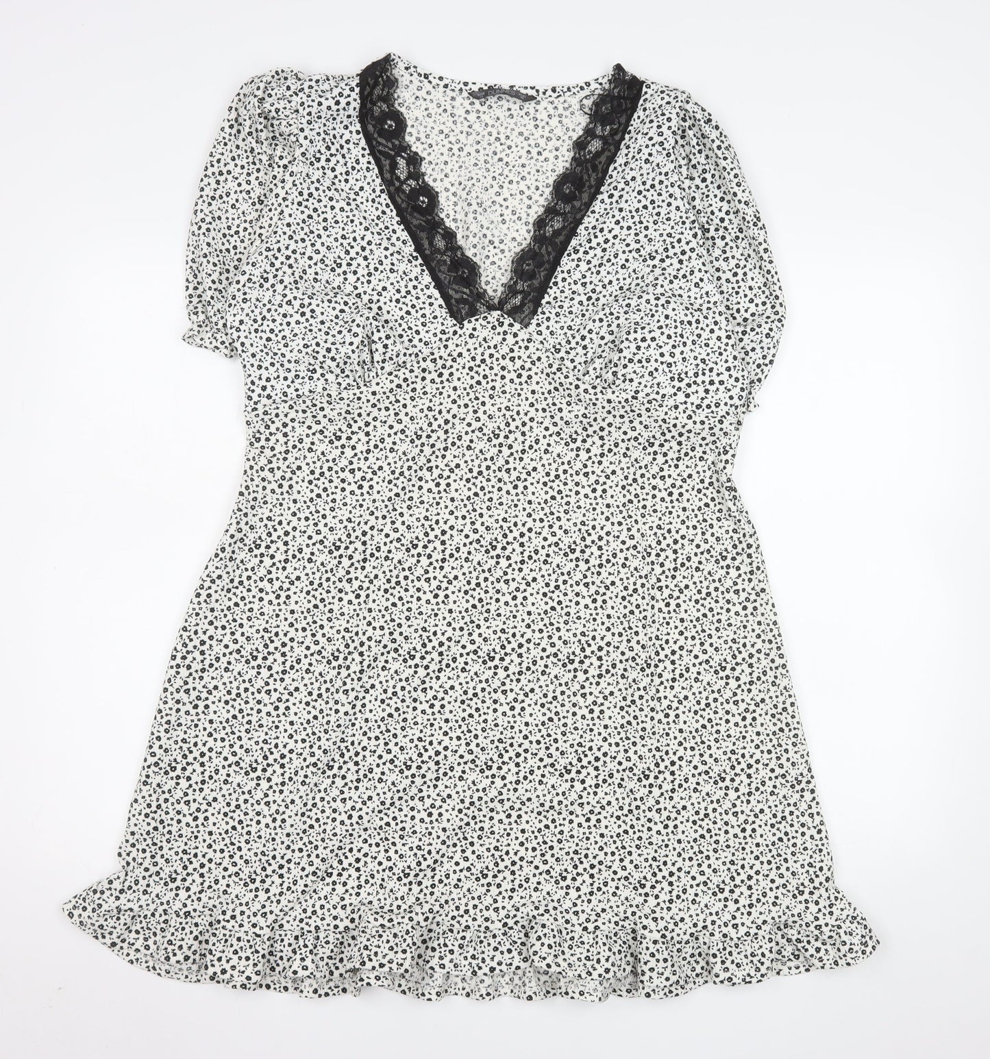 Dunnes Stores Women's White Floral Lace Trim Fit & Flare Dress Size 18