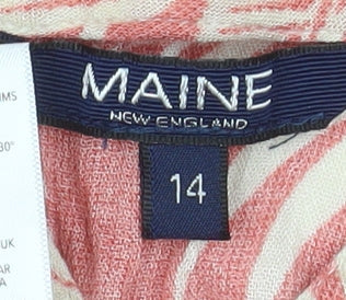 Maine New England Women's Pink Tropical Sleeveless Tunic Blouse Size 14