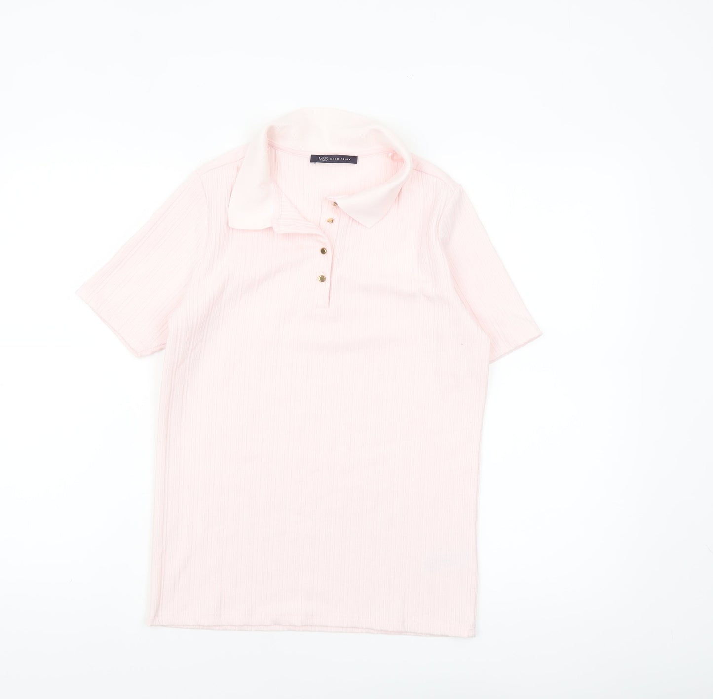 Marks and Spencer Women Pink Size 10 Polo Shirt Short Sleeve