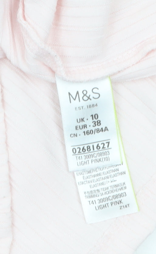 Marks and Spencer Women Pink Size 10 Polo Shirt Short Sleeve