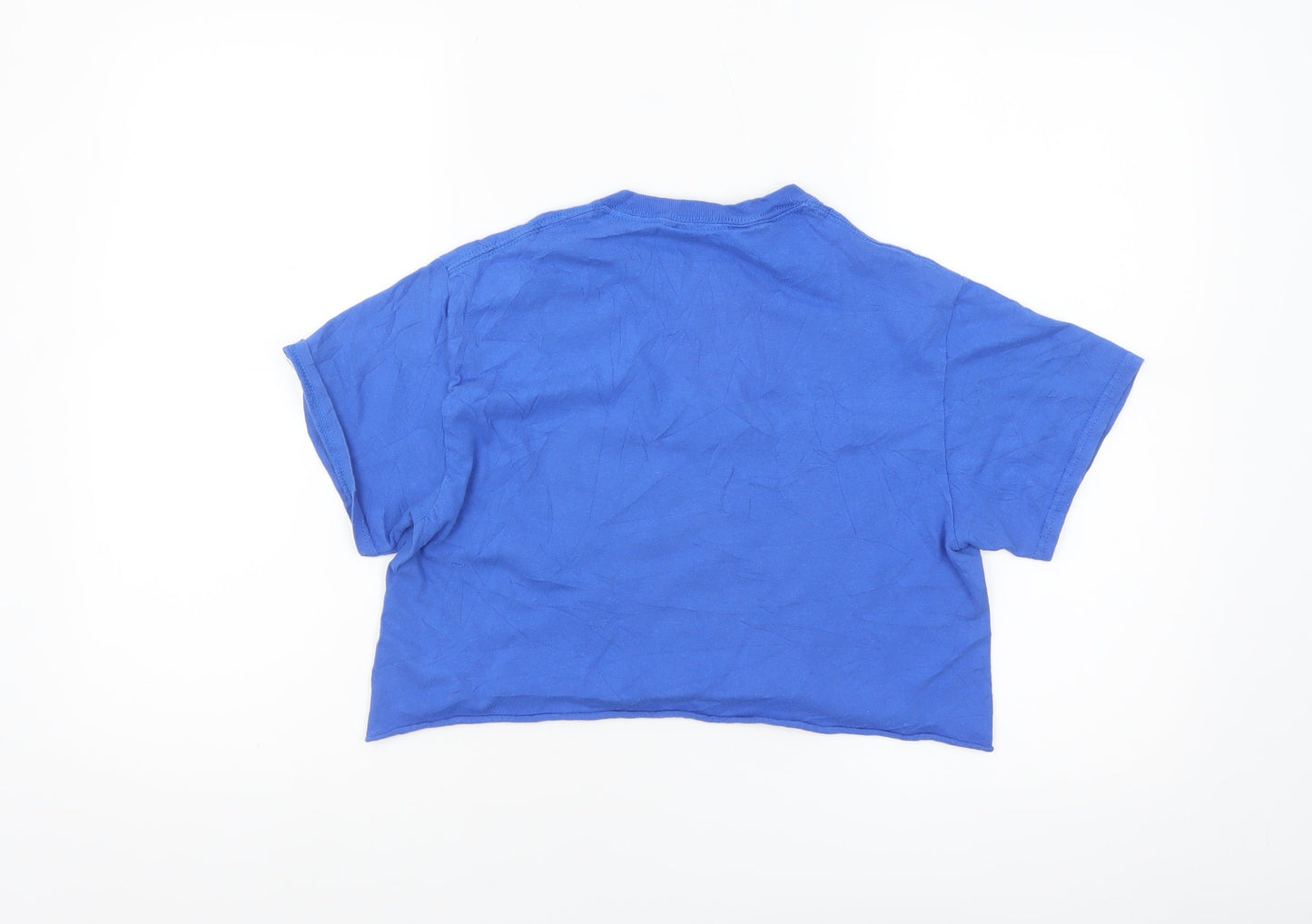 Miss Selfridge Women's Blue Cropped T-Shirt Size S Original Print