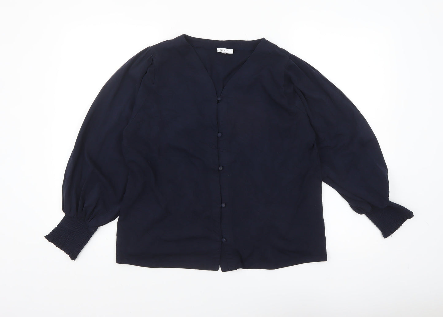 Next Women’s Navy Blue Viscose Long Sleeve Button Blouse Size 14