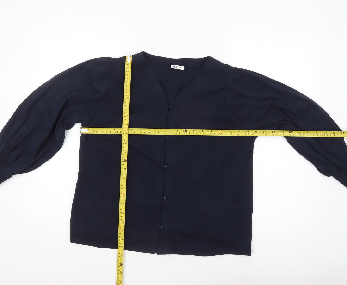 Next Women’s Navy Blue Viscose Long Sleeve Button Blouse Size 14