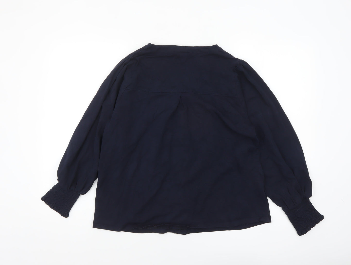 Next Women’s Navy Blue Viscose Long Sleeve Button Blouse Size 14