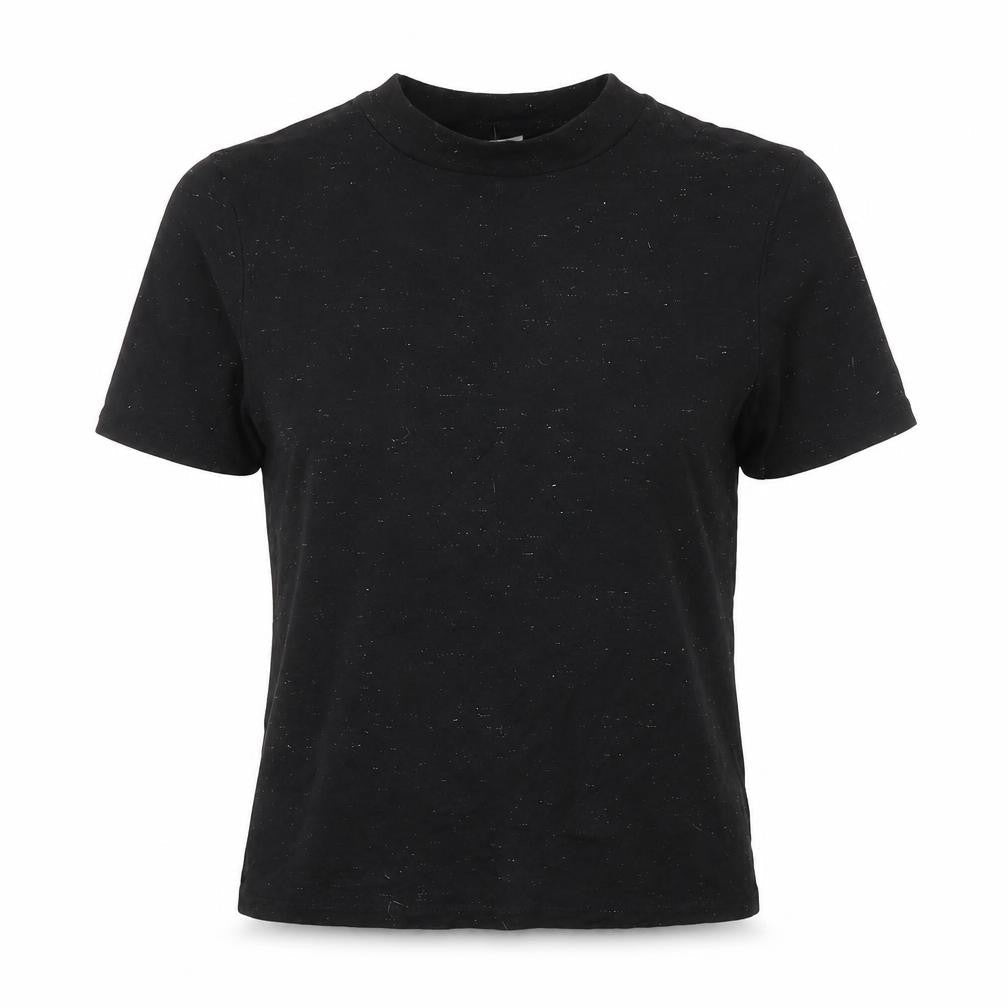 Oliver Bonas Women's Black Cotton Mock Neck T-Shirt Size 8
