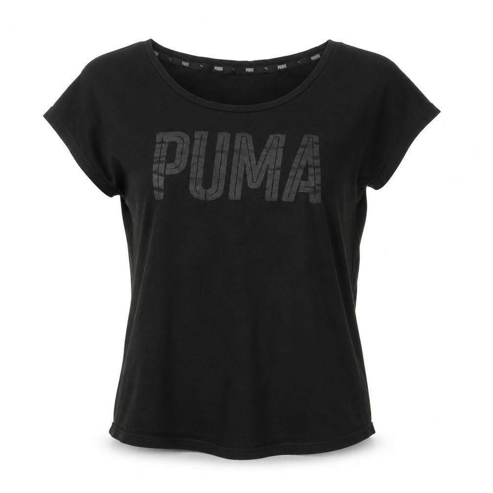 Puma Women Black Size 8 Basic Crew Neck Cotton T-Shirt