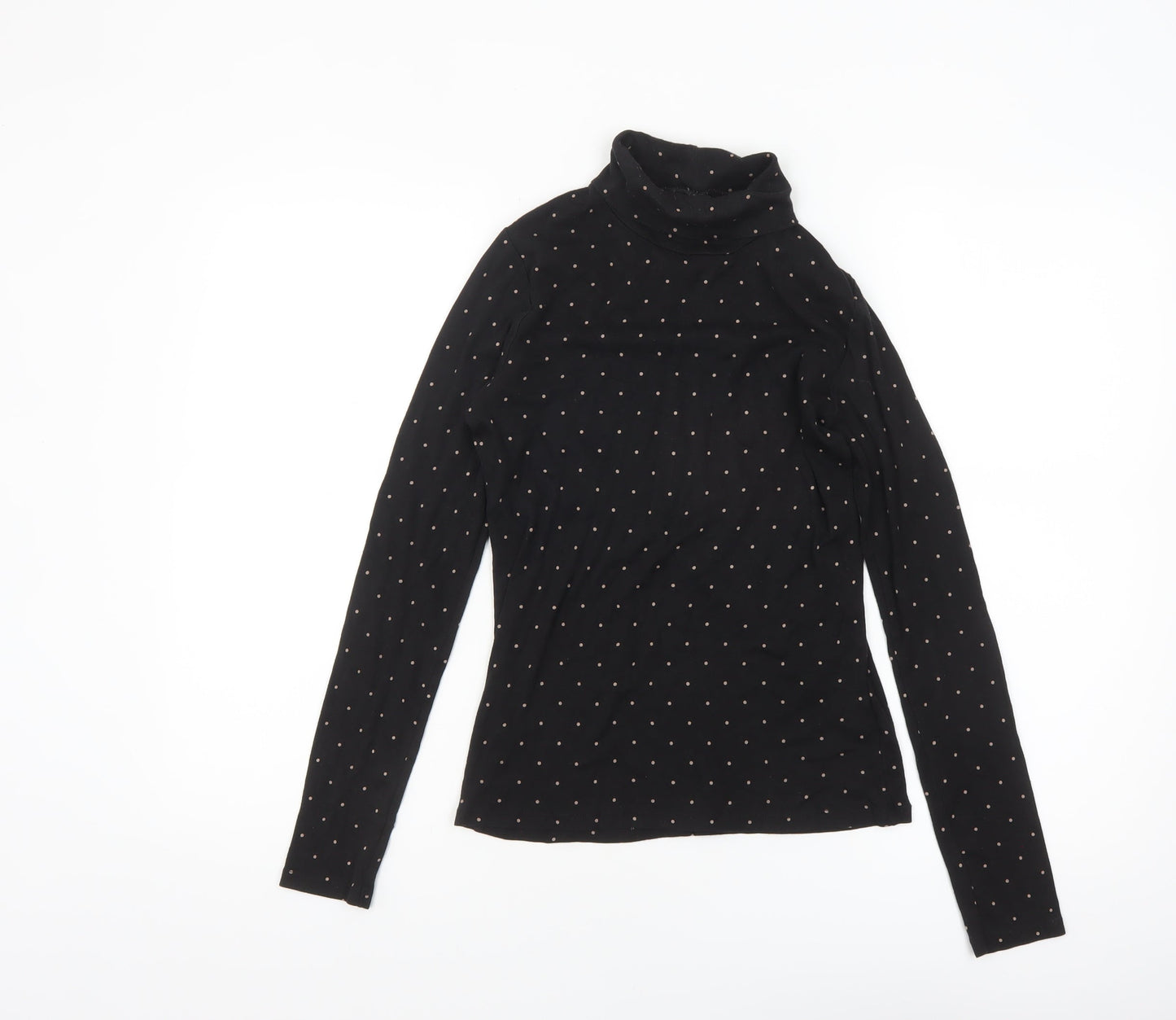 Uniqlo Women’s Black Polka Dot Roll Neck Long Sleeve Slim Fit Top XS