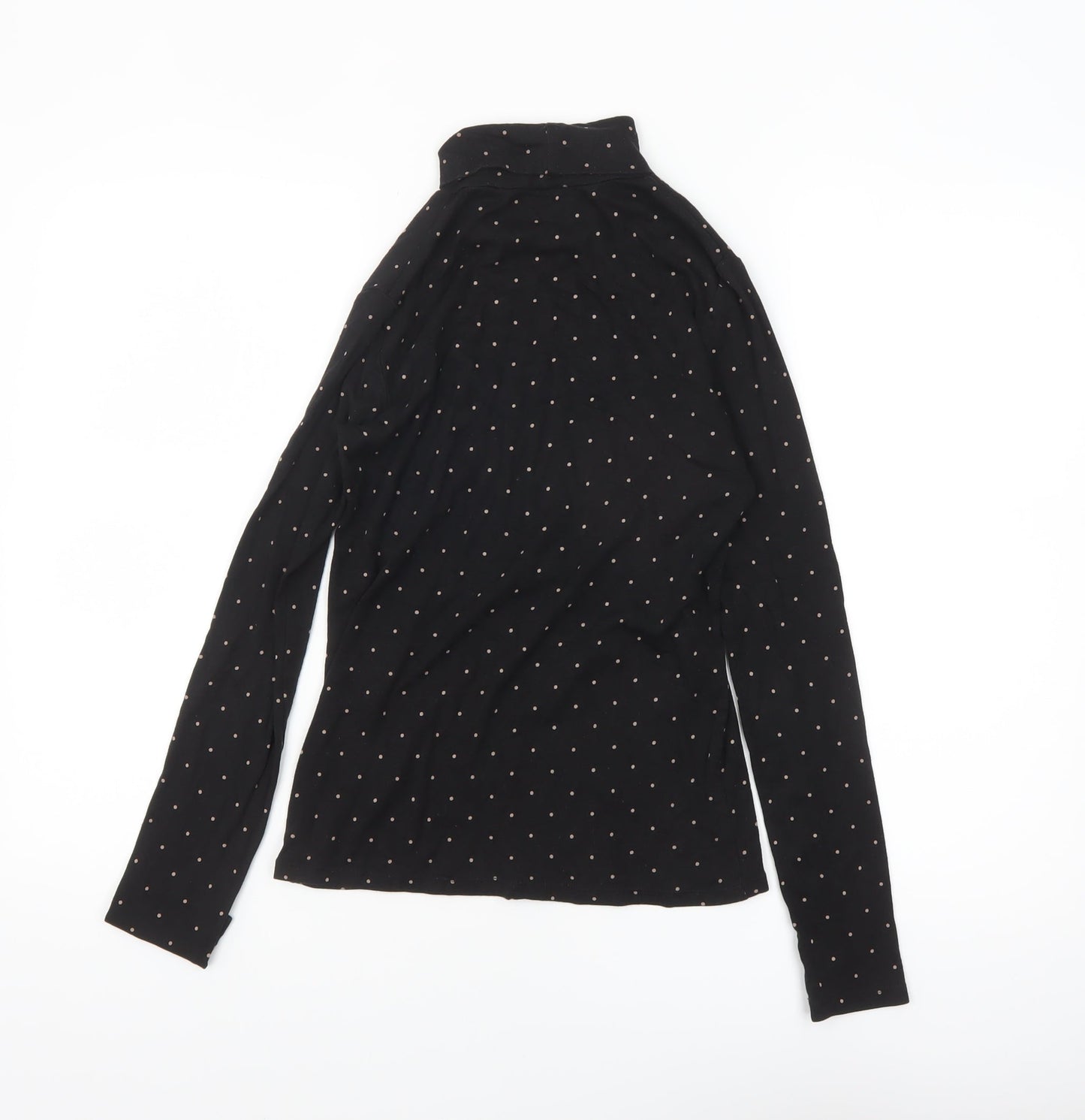 Uniqlo Women’s Black Polka Dot Roll Neck Long Sleeve Slim Fit Top XS