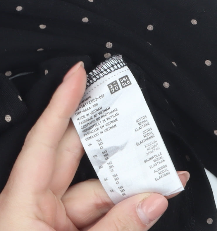 Uniqlo Women’s Black Polka Dot Roll Neck Long Sleeve Slim Fit Top XS