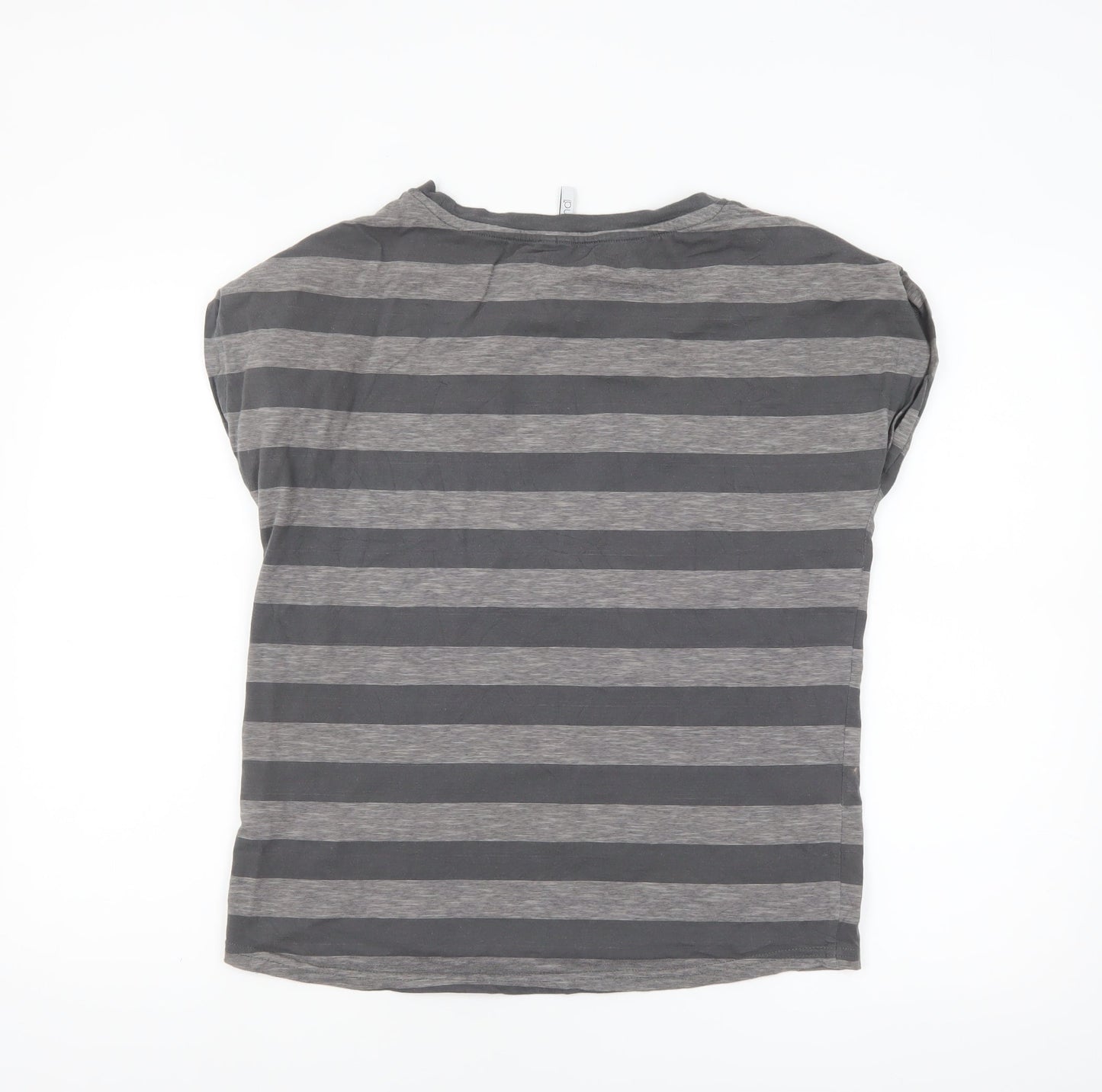 Animal Womens Grey Striped Cotton Crew Neck T-Shirt Size 8