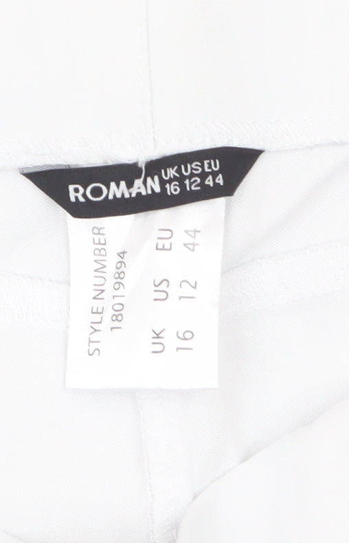 Roman Women’s White Bermuda Stretch Shorts Size 16