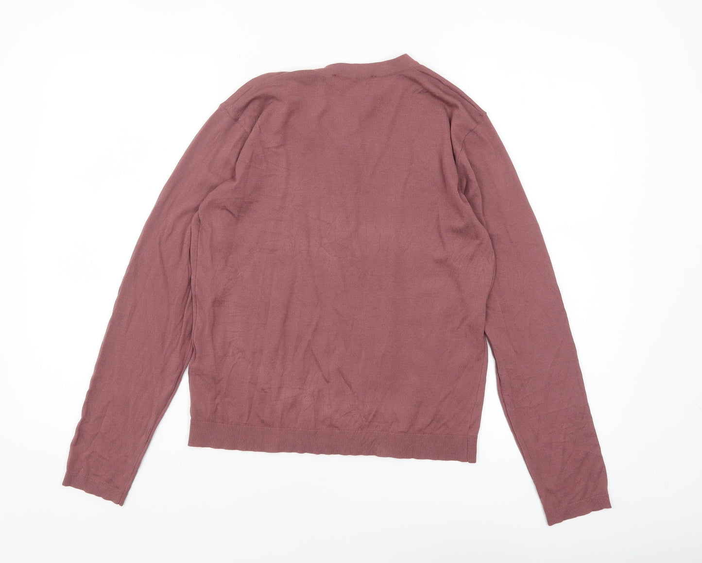 ZARA Womens Mauve Henley Jumper Medium Long Sleeve Knit