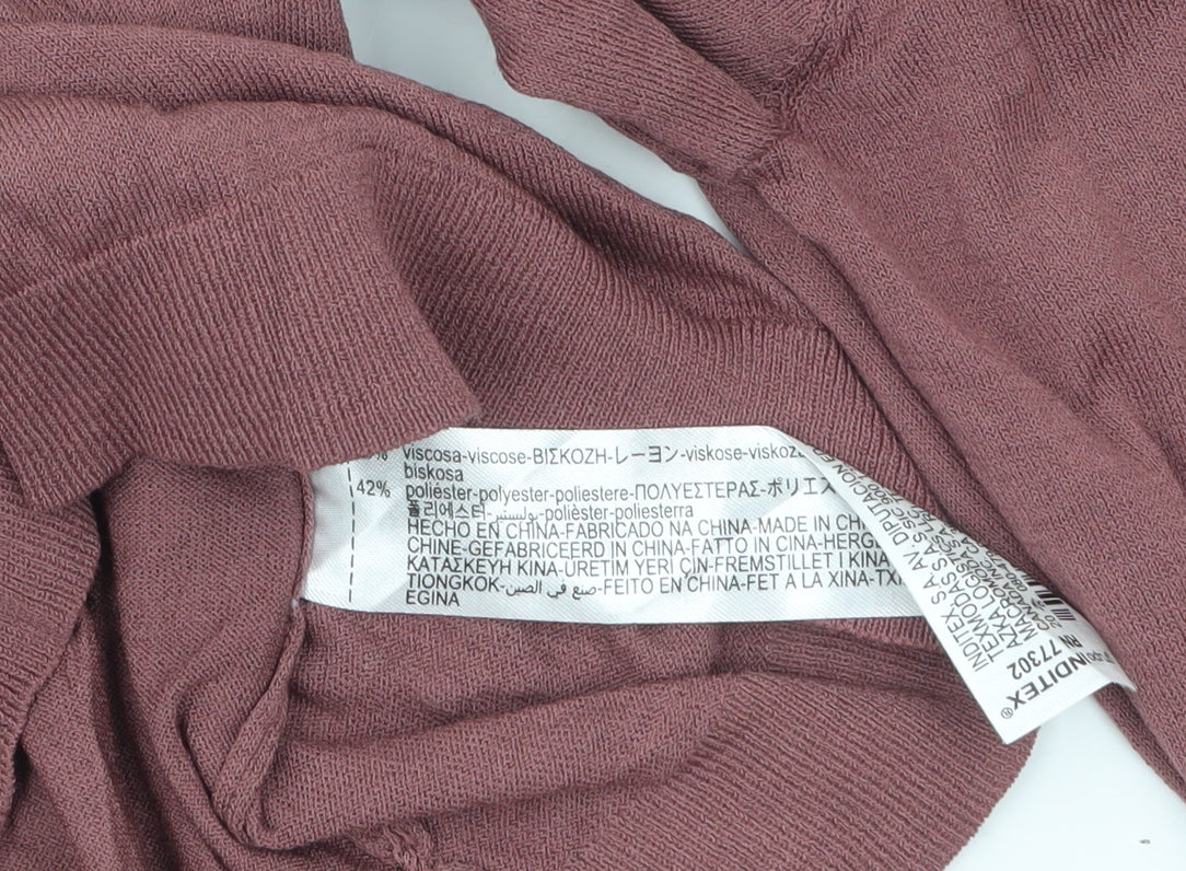 ZARA Womens Mauve Henley Jumper Medium Long Sleeve Knit