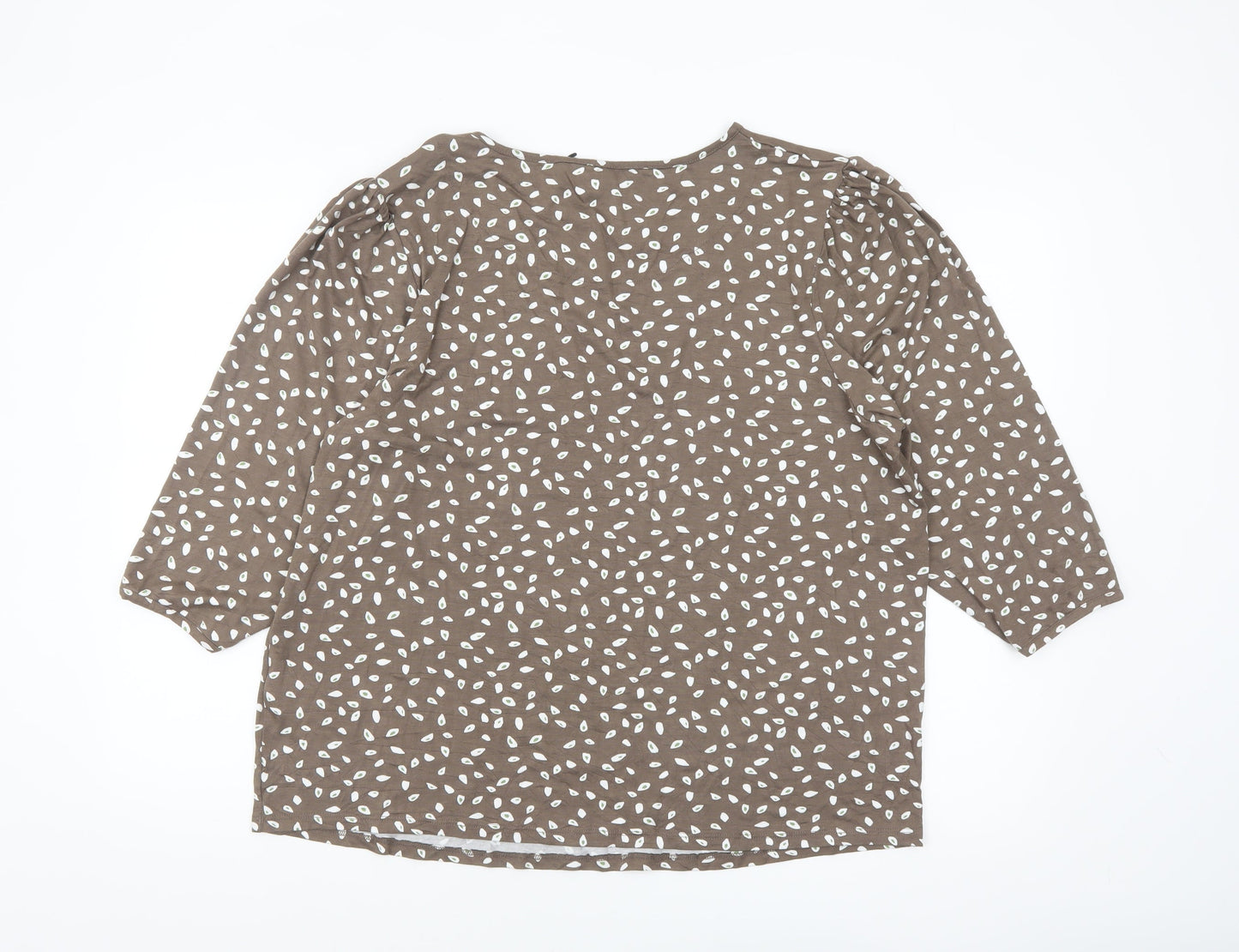 Principles Women Brown Geometric 3/4 Sleeve Viscose Blouse Size 20