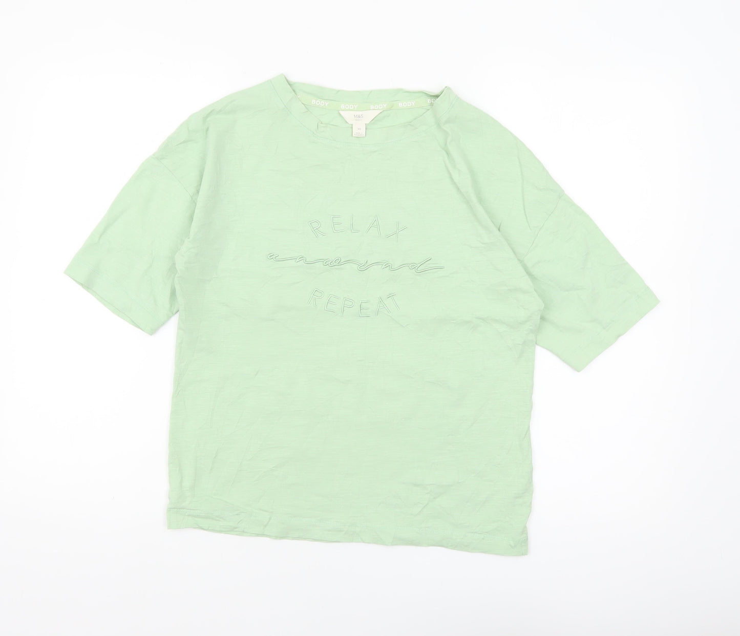 Marks and Spencer Womens Green XS Basic Cotton T-Shirt