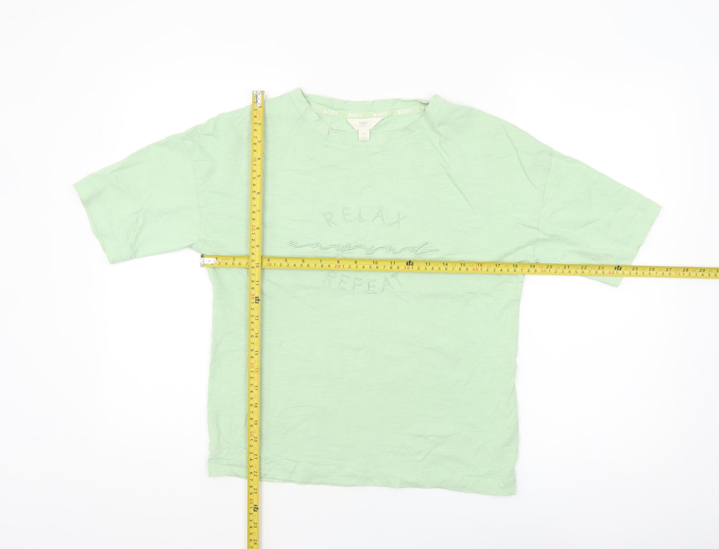Marks and Spencer Womens Green XS Basic Cotton T-Shirt