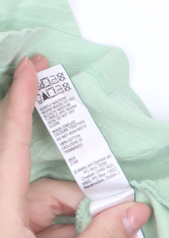 Marks and Spencer Womens Green XS Basic Cotton T-Shirt